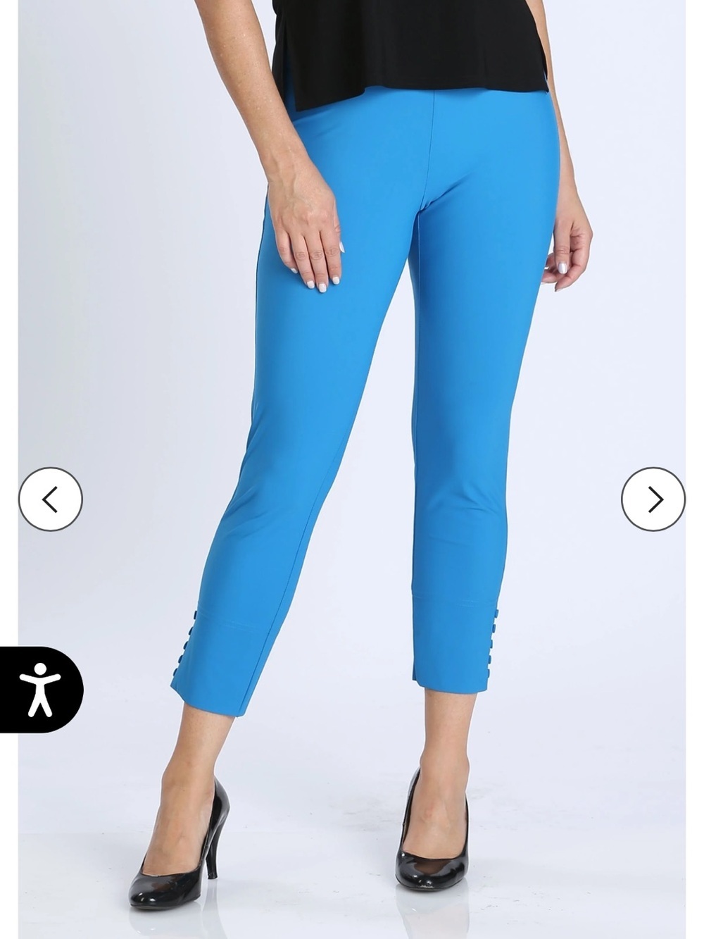 IC Collection by Connie K Button Hem Slim Crops XXL Aqua